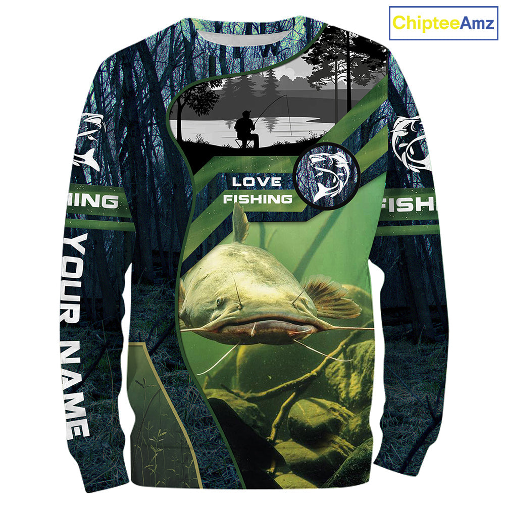 Flathead Catfish Custom name All over print shirts - personalized fishing gift, and