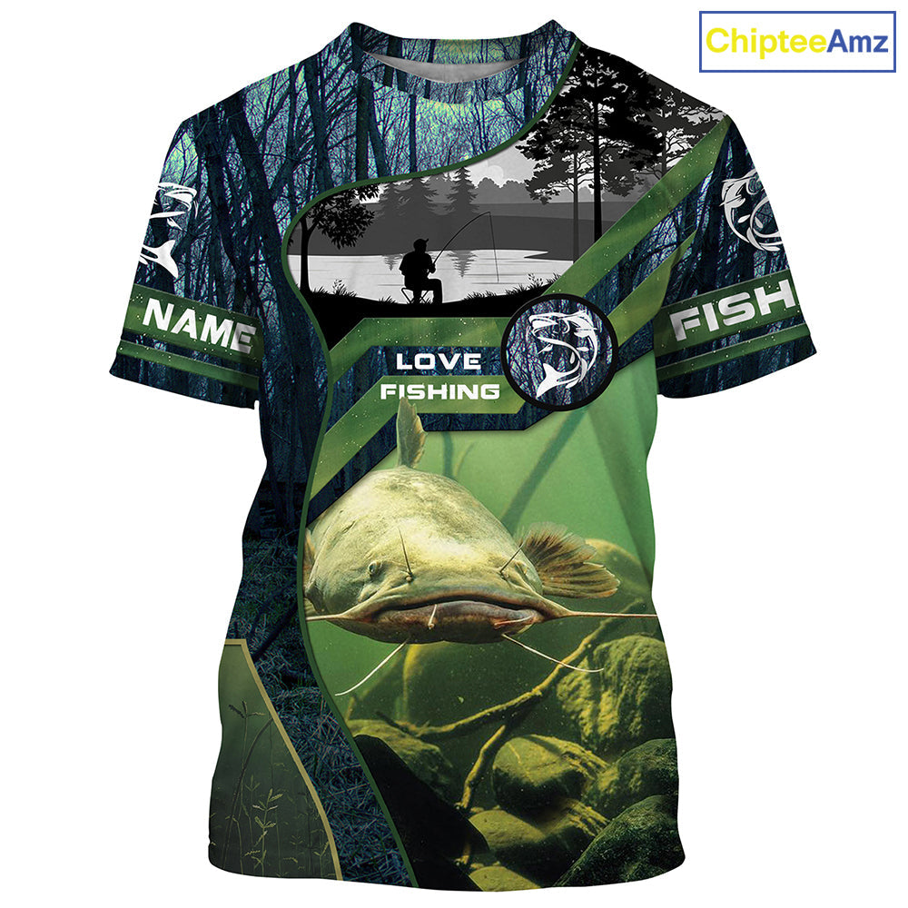 Flathead Catfish Custom name All over print shirts - personalized fishing gift, and