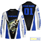 Personalized Bass Fishing Sport Jerseys, Bass Fishing Long Sleeve Tournament Shirts