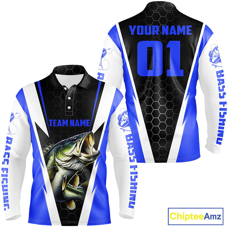 Custom Bass Fishing Jerseys, Bass Fishing Team Long Sleeve Polo Shirts