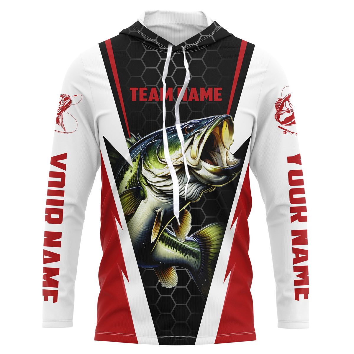Custom Bass Fishing jerseys for Fishing team, Largemouth Bass Long sleeve Fishing Shirts