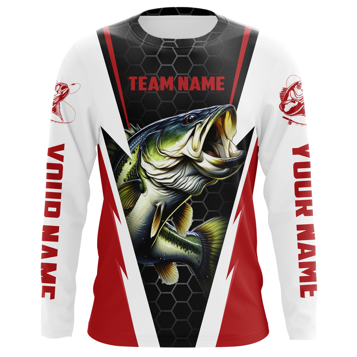 Custom Bass Fishing jerseys for Fishing team, Largemouth Bass Long sleeve Fishing Shirts