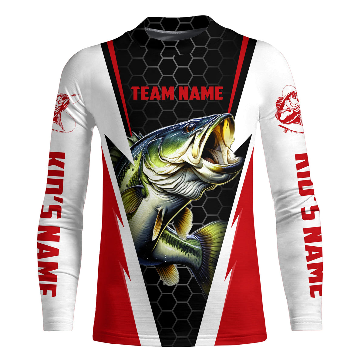 Custom Bass Fishing jerseys for Fishing team, Largemouth Bass Long sleeve Fishing Shirts
