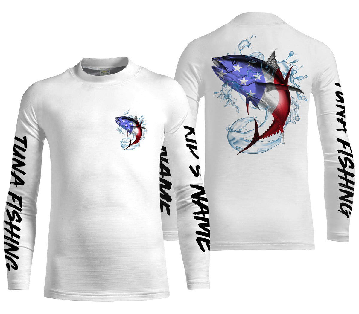 Tuna Fishing American Flag Custom performance Long Sleeve Fishing Shirts, Patriotic Fishing gifts