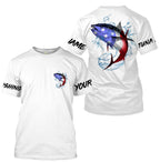 Tuna Fishing American Flag Custom performance Long Sleeve Fishing Shirts, Patriotic Fishing gifts