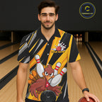 Custom Funny Turkey Bowling Shirts, Yellow Thanksgiving Bowling Shirt Team Fall Outfits