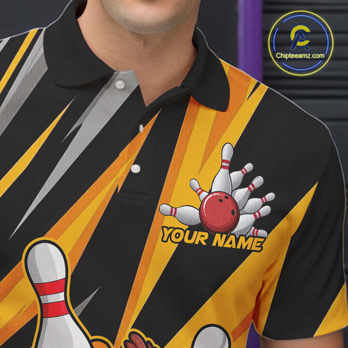 Custom Funny Turkey Bowling Shirts, Yellow Thanksgiving Bowling Shirt Team Fall Outfits