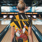 Custom Turkey Bowling Shirts, Yellow Thanksgiving Bowling Shirt Team Fall Outfits