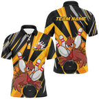 Custom Funny Turkey Bowling Shirts, Yellow Thanksgiving Bowling Shirt Team Fall Outfits
