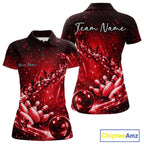 Custom Red Butterfly Bowling Polo Team Shirt, Bowling League Shirt