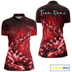 Custom Red Butterfly Bowling Quarter-Zip Team Shirt, Bowling League Shirt
