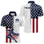 Custom American Flag Pickleball Polo Shirts, Patriotic Pickleball League Shirt