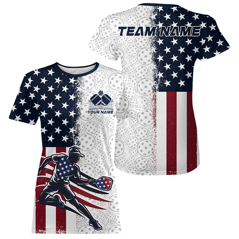 Custom American Flag Pickleball T-Shirts, Patriotic Pickleball League Shirt