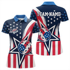 Custom US Star Pickleball Polo Shirts, Patriotic Pickleball Team Jerseys