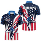 Custom US Star Pickleball Polo Shirts, America Flag Patriotic Pickleball Team Jerseys