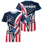 Custom US Star Pickleball T-Shirts, America Flag Patriotic Pickleball Team Jerseys
