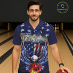 Customized Blue Eagle Bowling Shirt Patriotic Hawaiian Bowling Jersey US Bowling
