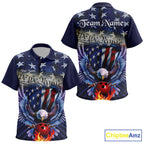 Customized Blue Eagle Bowling Shirt Patriotic Polo Bowling Jersey US Bowling