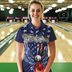 Customized Eagle Bowling Shirt Patriotic Polo Bowling Jersey US Bowling