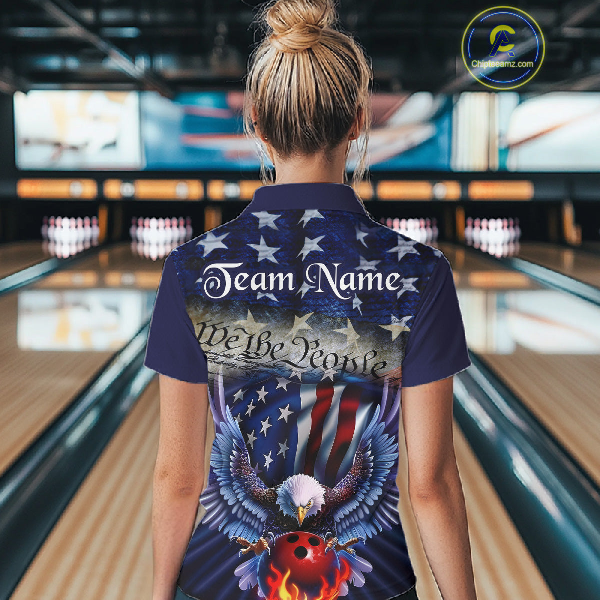Customized Eagle Bowling Shirt Patriotic Polo Bowling Jersey US Bowling