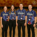 Customized Eagle Bowling Shirt Patriotic Polo Bowling Jersey US Bowling