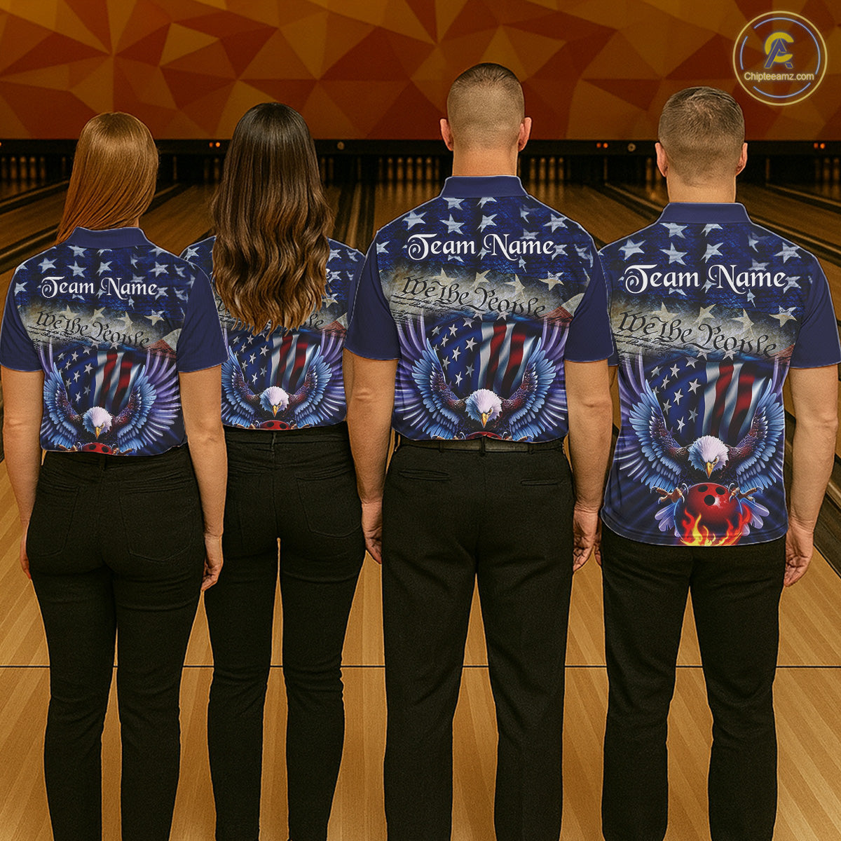 Customized Eagle Bowling Shirt Patriotic Polo Bowling Jersey US Bowling