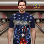 Customized Eagle Bowling Shirt Patriotic Polo Bowling Jersey US Bowling