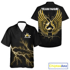 Custom Yellow Lightning Bowling Ball With Wings Bowling And Team Shirt, Bowling Jerseys