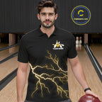 Custom Yellow Lightning Bowling Ball With Wings Bowling Team Shirt, Bowling Jerseys