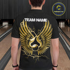 Custom Yellow Lightning Bowling Ball With Wings Bowling Team Shirt, Bowling Jerseys