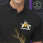 Custom Yellow Lightning Bowling Ball With Wings Bowling Team Shirt, Bowling Jerseys