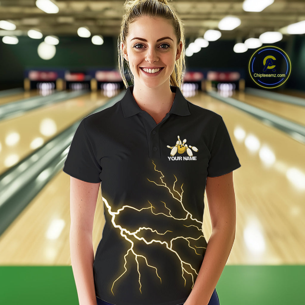 Custom Yellow Lightning Bowling Ball With Wings Bowling Team Shirt, Bowling Jerseys