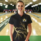 Custom Yellow Lightning Bowling Ball With Wings Bowling Team Shirt, Bowling Jerseys