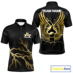 Custom Yellow Lightning Bowling Ball With Wings Bowling Team Shirt, Bowling Jerseys