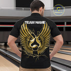 Custom Yellow Lightning Bowling Ball With Wings Bowling Team Shirt, Bowling Jerseys