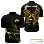 Custom Yellow Lightning Bowling Ball With Wings Bowling Team Shirt, Bowling Jerseys