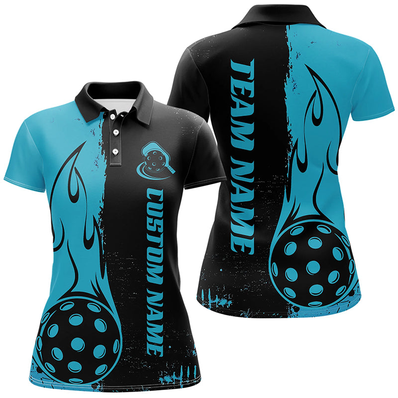 Black And Blue Custom Flame Pickleball Shirts, Pickleball Team Shirt Outfit