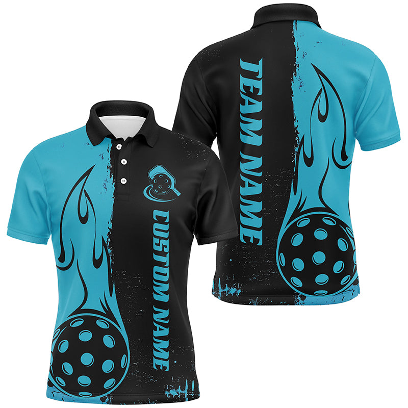 Black And Blue Custom Flame Pickleball Shirts, Pickleball Team Shirt Pickleball Outfit