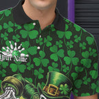Custom Funny Saint Patricks Day Skull And Beer Bowling Polo Shirt, Lucky Team Shirt