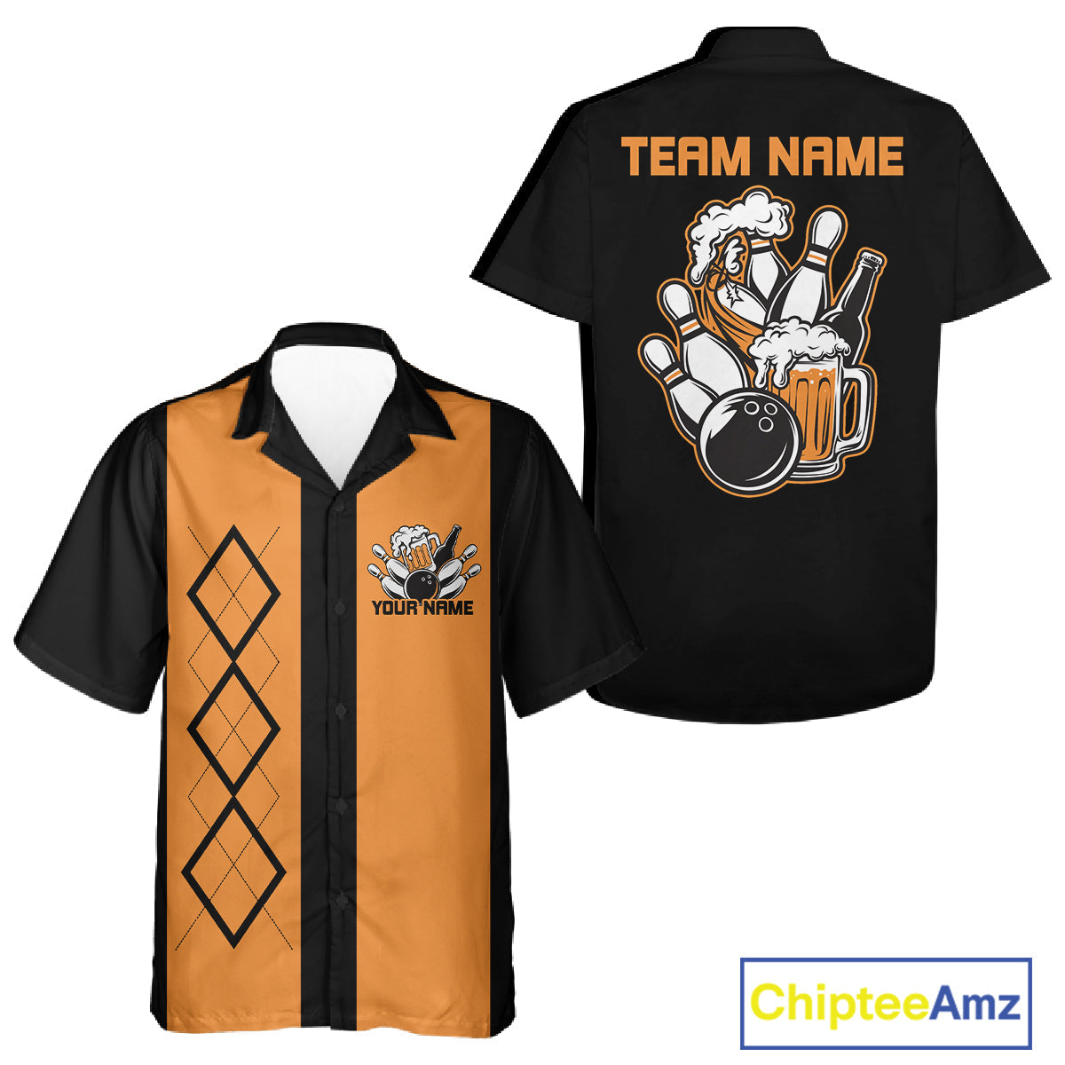 Custom Retro Bowling And Beerteam Shirt, Matching Bowling League Button Up Shirt
