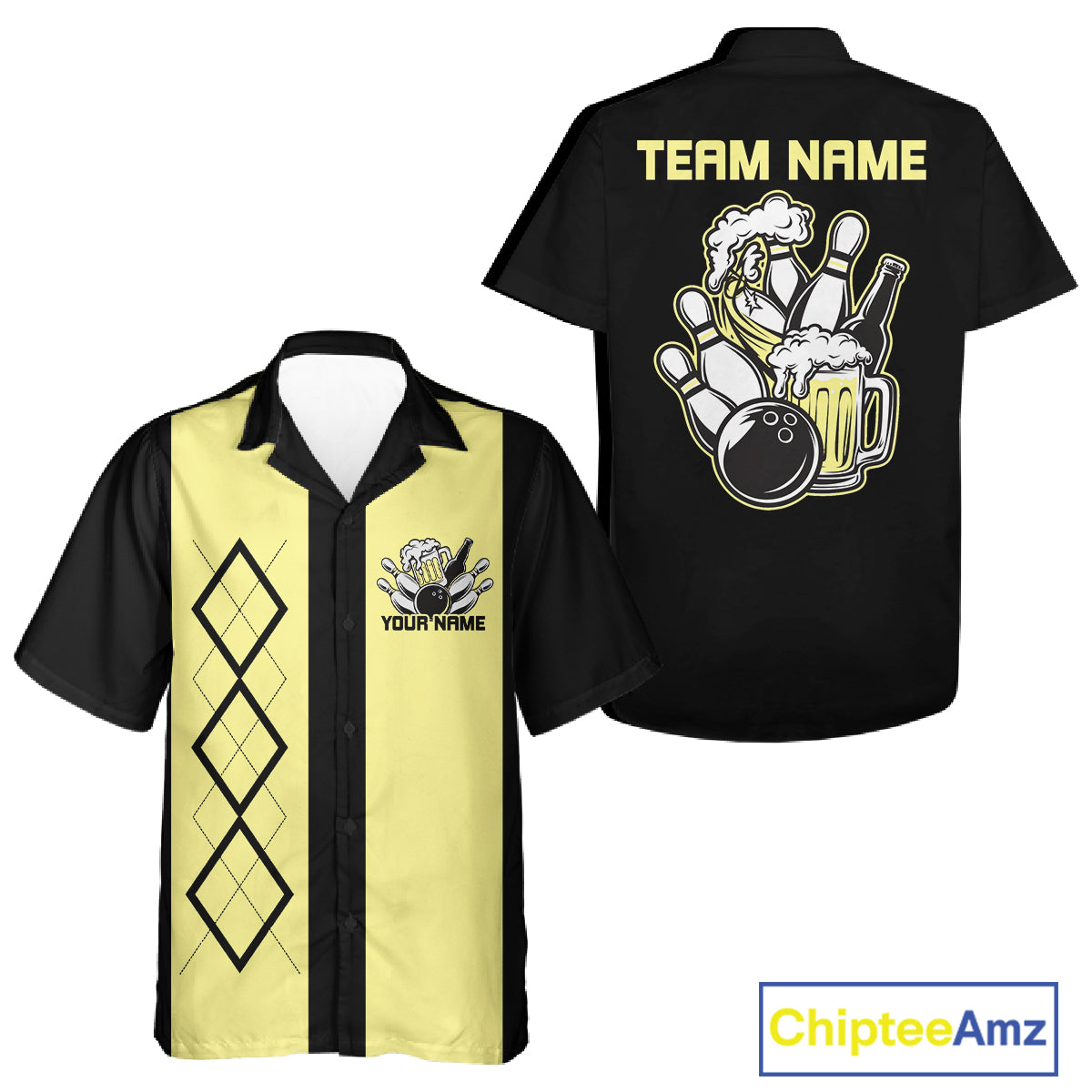 Custom Retro Bowling And Beerteam Shirt, Matching Bowling League Button Up Shirt