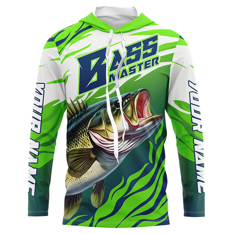 Personalized Bass master Fishing jerseys, Largemouth Bass Long sleeve performance Fishing Shirts