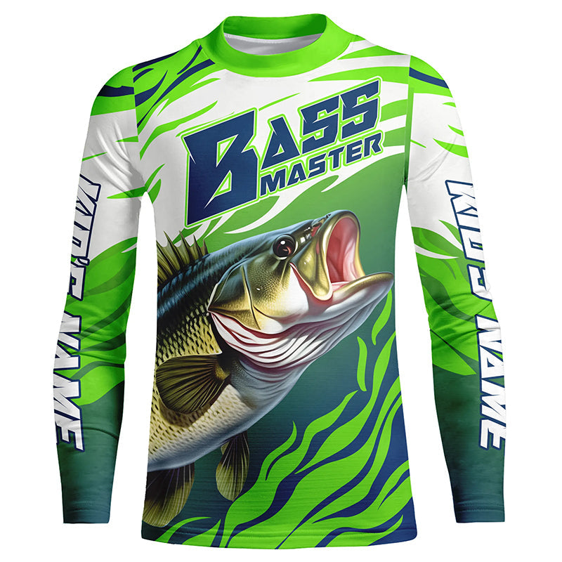 Personalized Bass master Fishing jerseys, Largemouth Bass Long sleeve performance Fishing Shirts