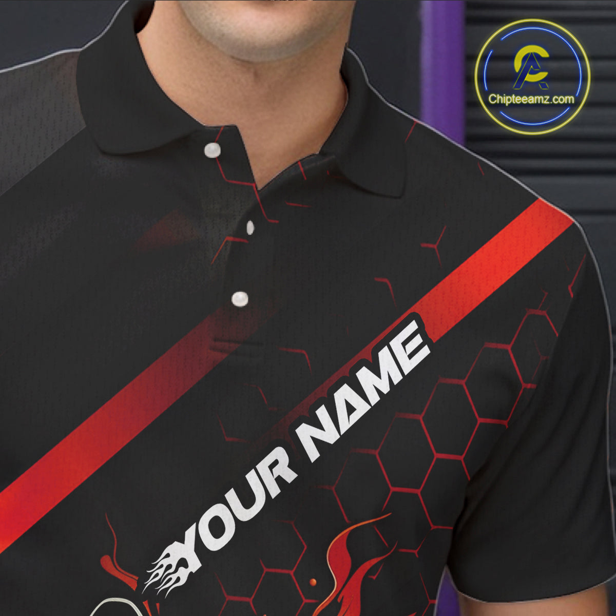 Custom Black And Red Flame Bowling Shirts, Bowling Team Bowling League Shirts