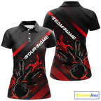 Custom Black And Red Flame Bowling Shirts, Bowling Team Bowling League Shirts