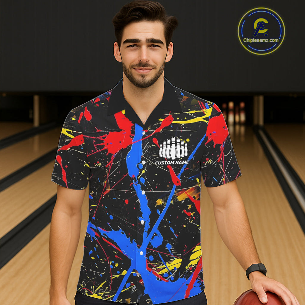 Personalized Colorful Bowling Hawaiian Shirts, Custom Name Bowling Team Jerseys