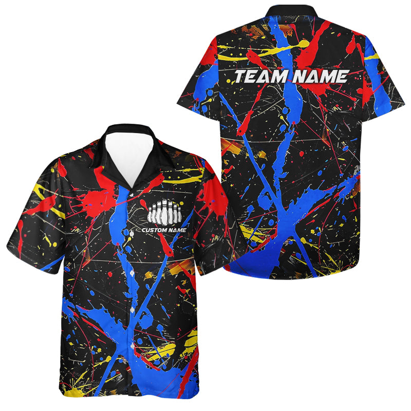 Personalized Colorful Bowling Hawaiian Shirts, Custom Name Bowling Team Jerseys