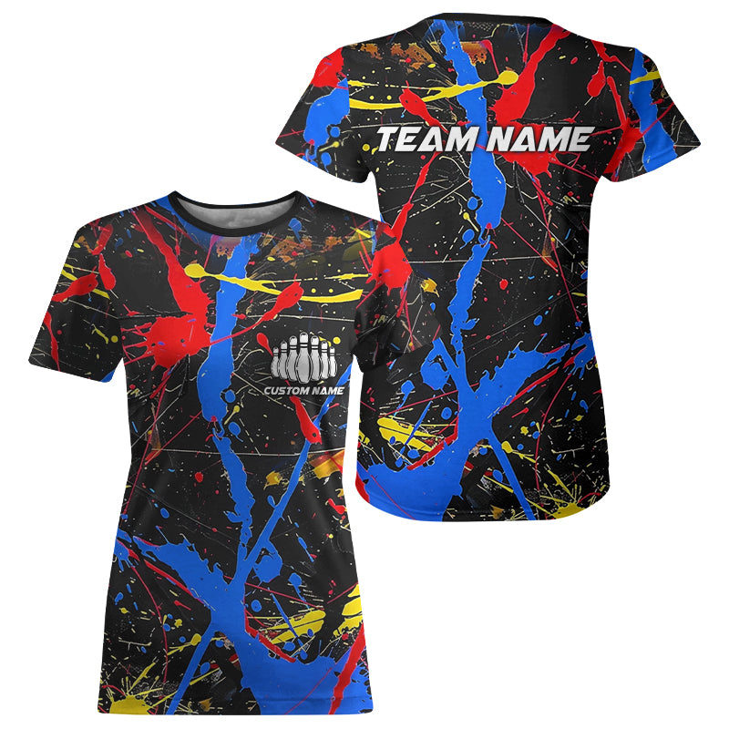 Personalized Colorful Bowling T-Shirts, Custom Name Bowling Team Jerseys