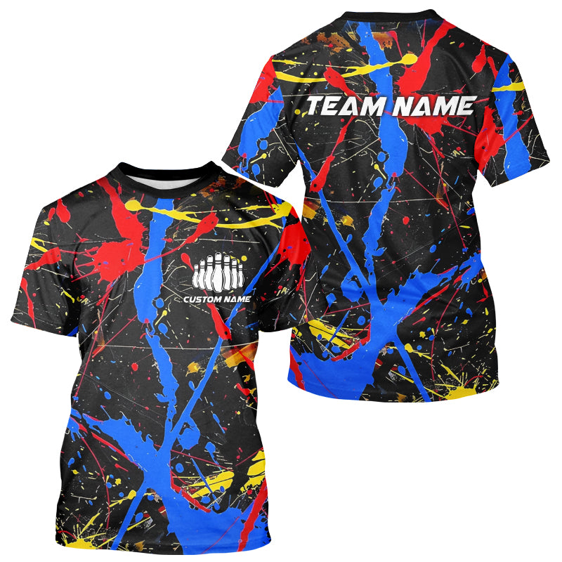 Personalized Colorful Bowling T-Shirts, Custom Name Bowling Team Jerseys