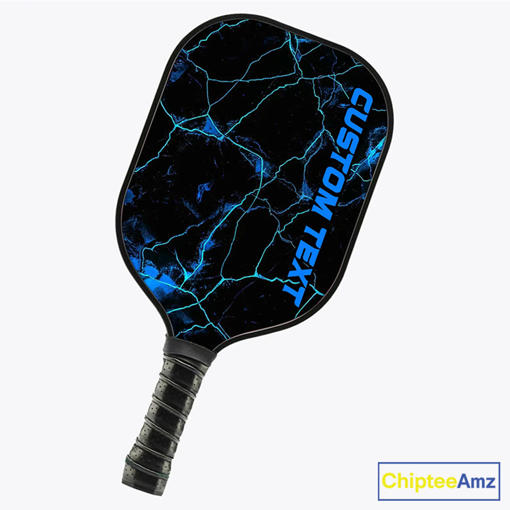 Blue Thunder Lightning Pickleball Paddle With Cusom Name Or Text, Pickleball Team Paddles